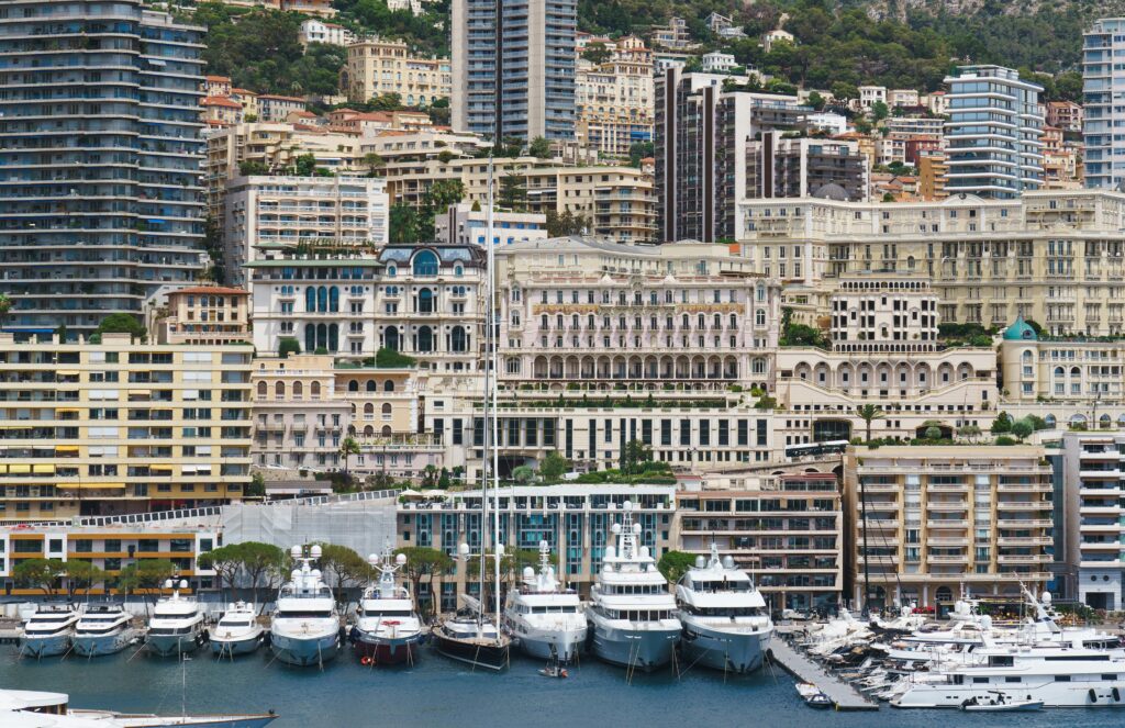 Superyachts park at the Monaco harbour for the Monaco Yacht Show