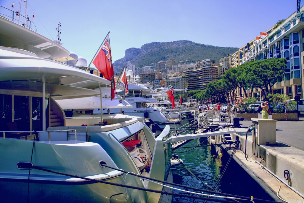 Superyachts park at the pier in Cannes