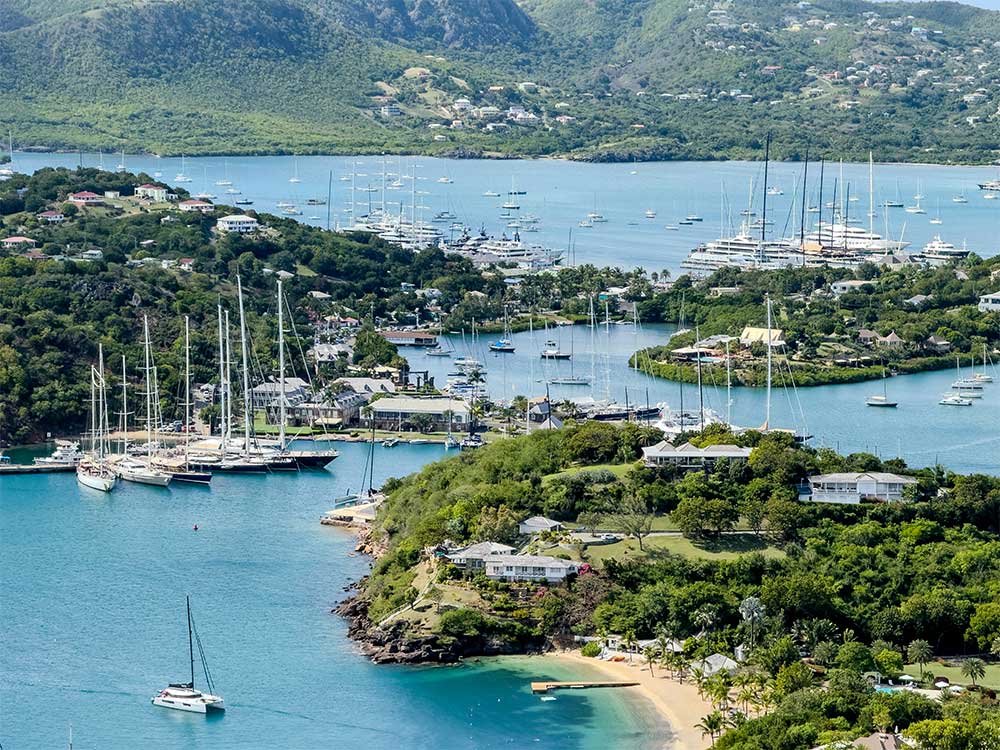 Aerial view of bustling St Johns on Antigua