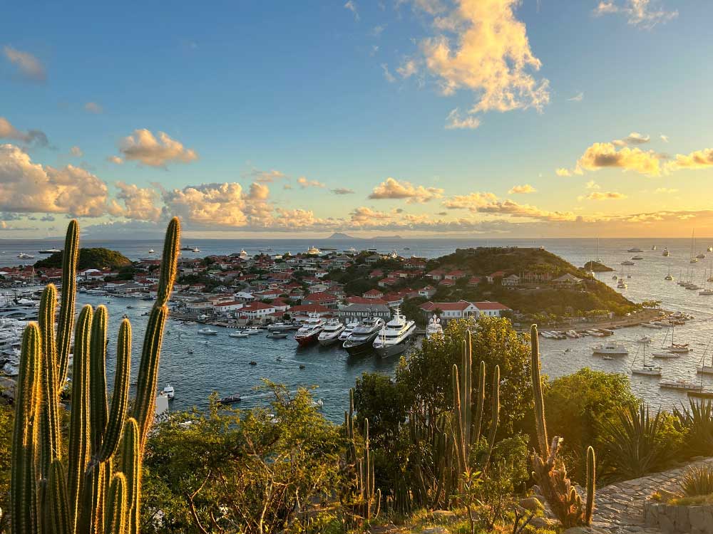 Superyachts moored at St Barts in the Caribbean
